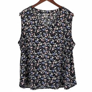 Anne Klein Plus Size 3X Leaf Print Sleeveless Blouse Career Wear
